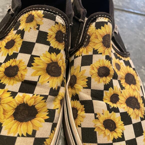 Vans Asher Sunflower Checkered Slip On Shoes Womens 8 Canvas Sneakers Indie - Picture 3 of 12